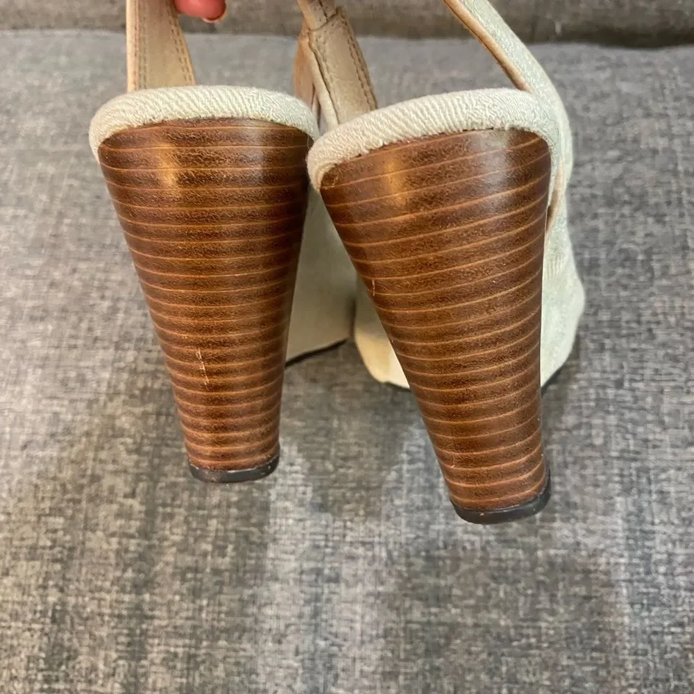 UGG Australia Hazel Denim Platform Wedge Slingback Sandals Women Size 6.5